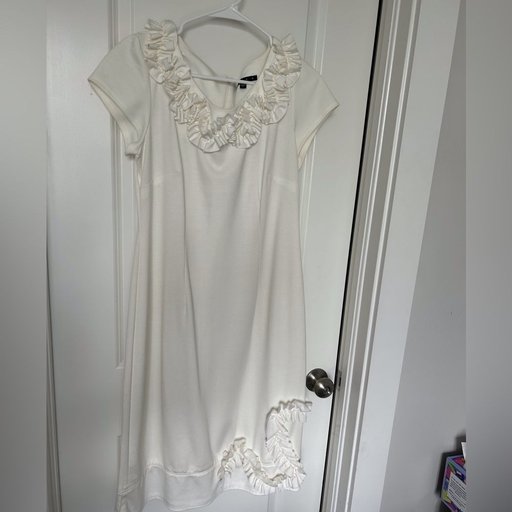 Tiana B. White Ruffle Dress Large Midi